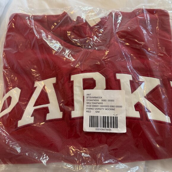 NWT PARKE Varsity Mock-Neck Sweatshirt, Crimson S/M - Picture 3 of 4